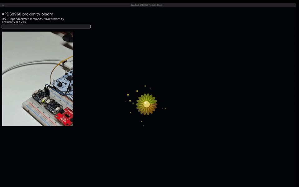 Proximity Bloom demo showing a hand-controlled glowing flower